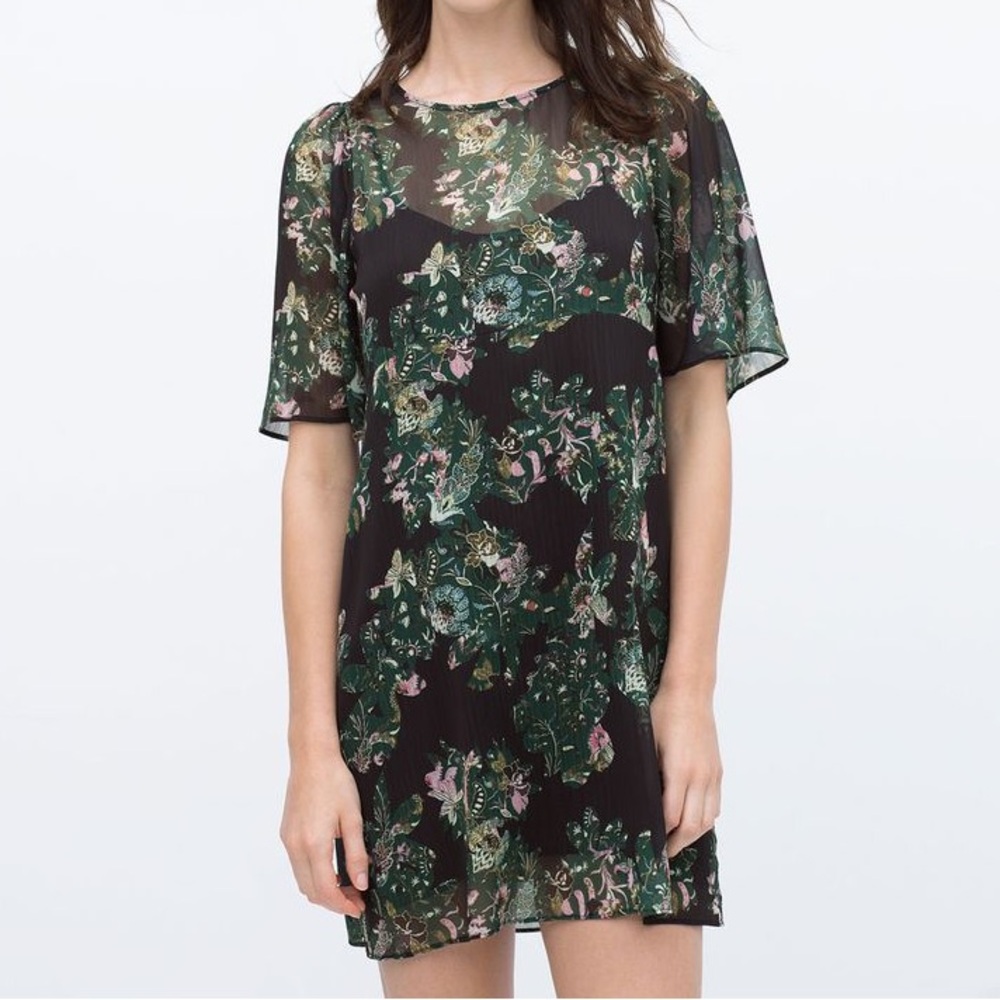 Zara Collection Floral Sheer Dress Size XS